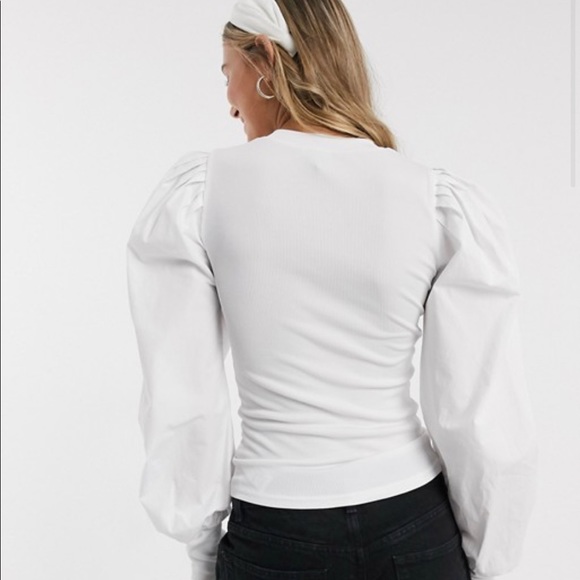 New Look poplin sleeve detail top in white - Picture 3 of 6